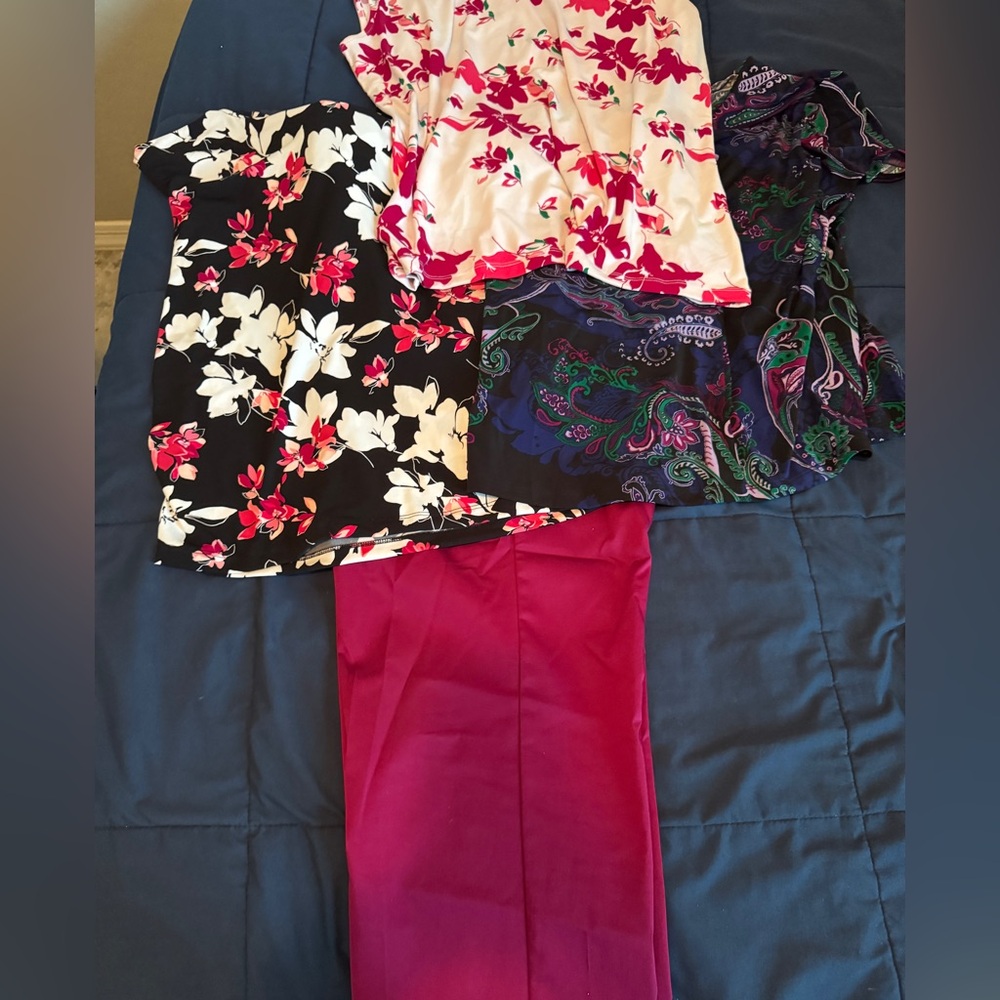 Liz Claiborne Floral and Paisley Blouses - Black, White, Pink, Purple